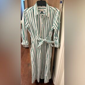 Universal Thread Teal and White Striped Shirt Midi Dress